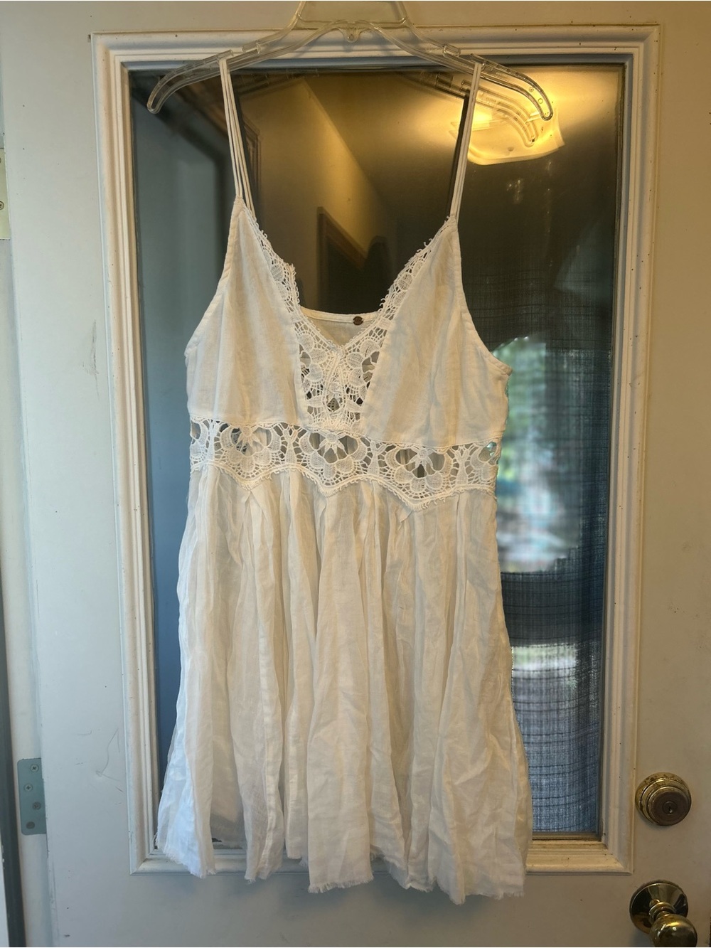 Free People White Lace Slip Babydoll Sz L